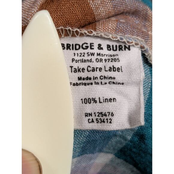 Bridge & Burn Wrap Dress Womens Small Linen Acadia Cap Sleeve Pockets Plaid - Picture 5 of 13